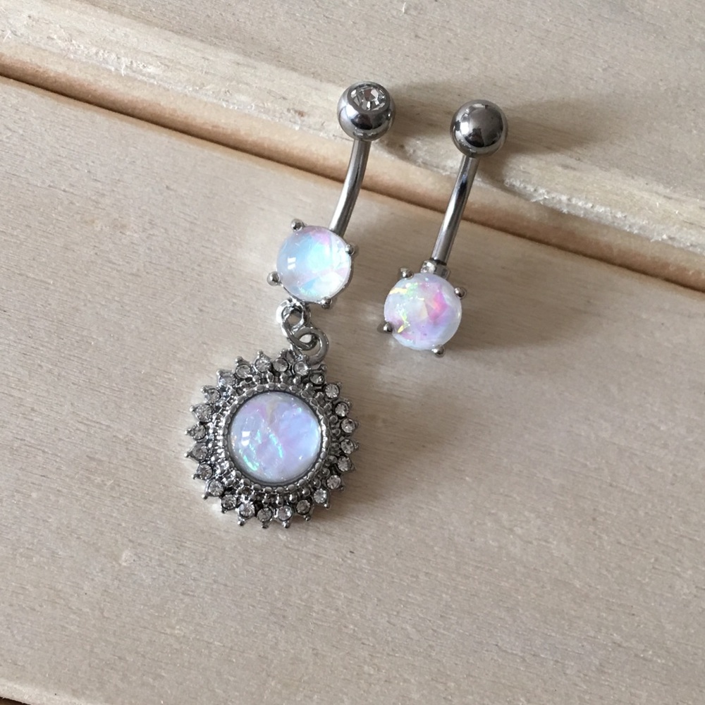 2 Opalite Belly Button Rings